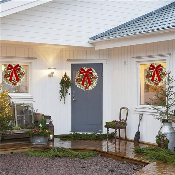 2 Pcs Mini Christmas Wreath, 15 inch Outdoor Lighted Christmas Wreath - Picture 7 of 7